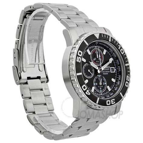 sna225|Seiko Chronograph Black Dial Stainless Steel Men's Watch SNA225.